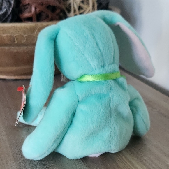 π° TY Beanie Baby β "Hippity" the Aqua Plush Bunny (1996) β Vintage Collectible - Picture 3 of 13